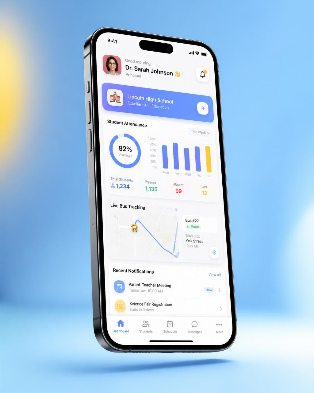 EDUNEST school management app on mobile